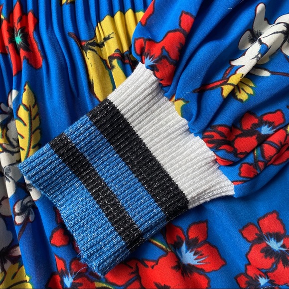 💙 BELLE VERE BOHO BLUE MULTI COLORFUL FLORAL PLEATED LOOSE FIT BLOUSE! - Picture 7 of 9